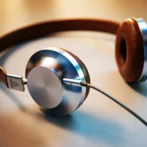 Black headphones close-up